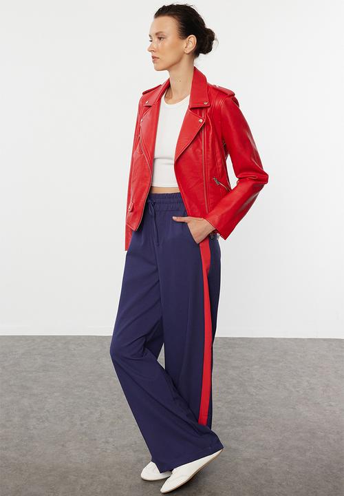 Trendyol - Wide Leg Woven Trousers with Elastic - Navy/Blue