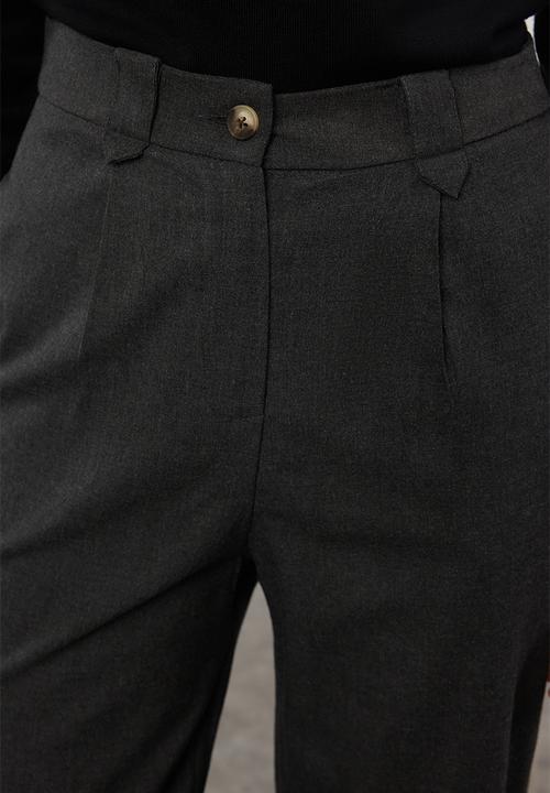 Trendyol - Carrot high waist polyviscon woven trousers - anthracite