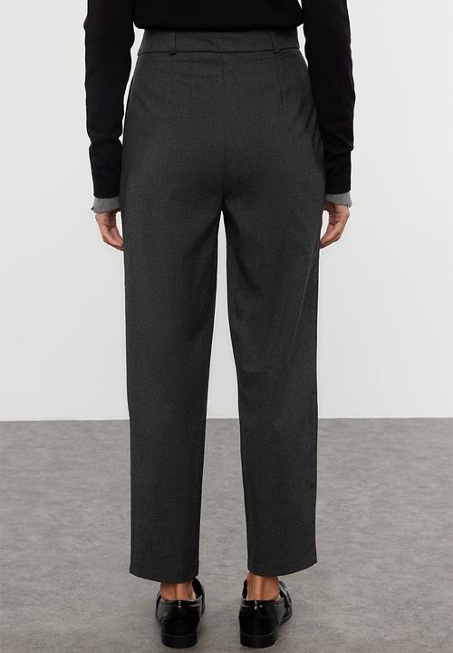Trendyol - Carrot high waist polyviscon woven trousers - anthracite