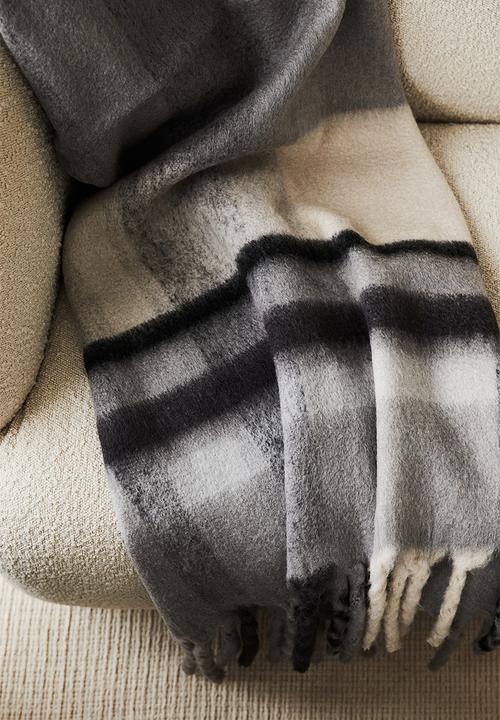 H&M - Patterned blanket - grey/checked