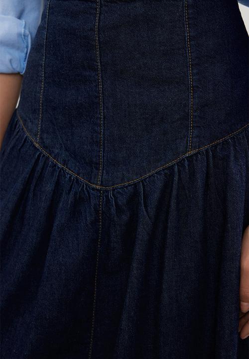 Trendyol - Maxi Denim Skirt - Dark Blue