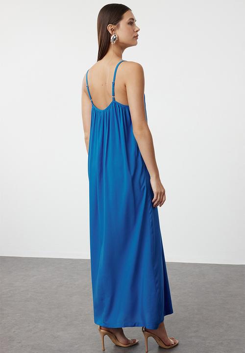 Trendyol - Viscose Maxi Strap Dress - Blue