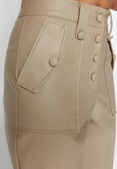 Trendyol - Limited Edition Carrot Woven Faux Leather Trousers - Mink