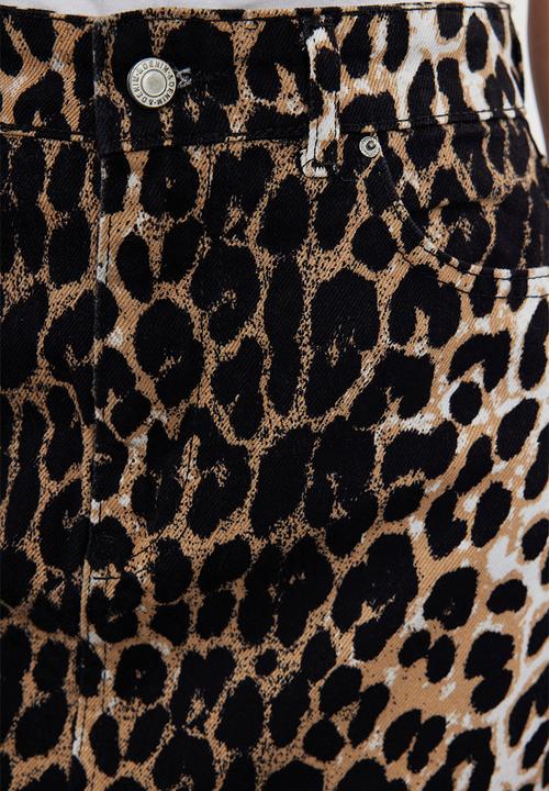 Trendyol - Leopard Patterned Woven Mini Skirt - Brown