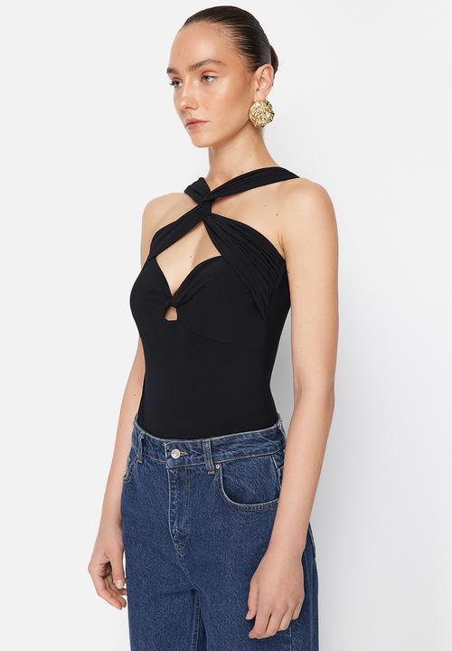 Trendyol - Cut-Out Knitted Bodysuit - Black