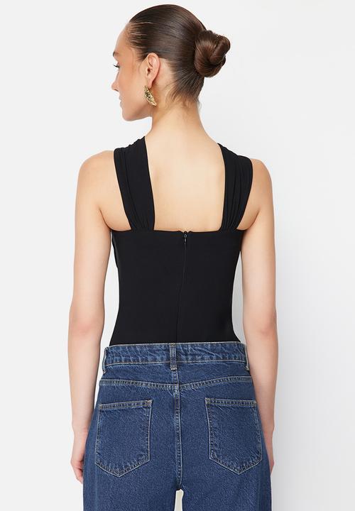 Trendyol - Cut-Out Knitted Bodysuit - Black