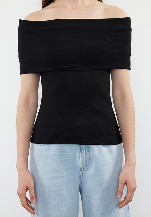 Trendyol - Carmen Collar Knit Blouse - Black