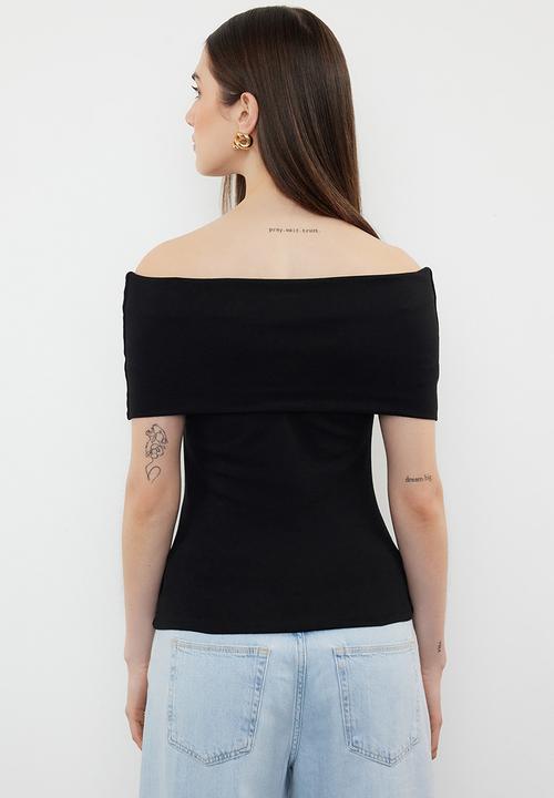 Trendyol - Carmen Collar Knit Blouse - Black
