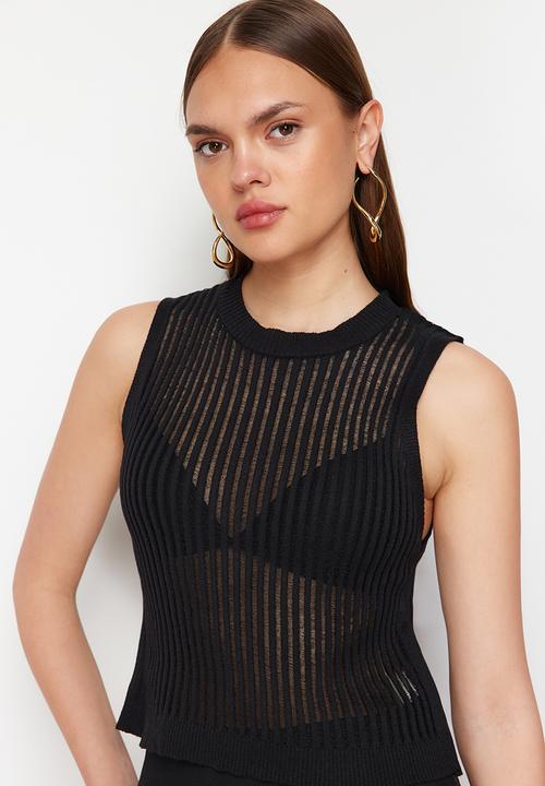 Trendyol - Transparent knitwear top - black