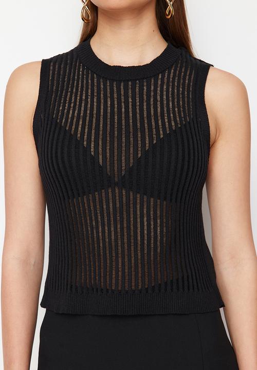 Trendyol - Transparent knitwear top - black