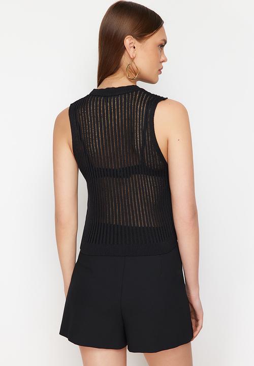Trendyol - Transparent knitwear top - black