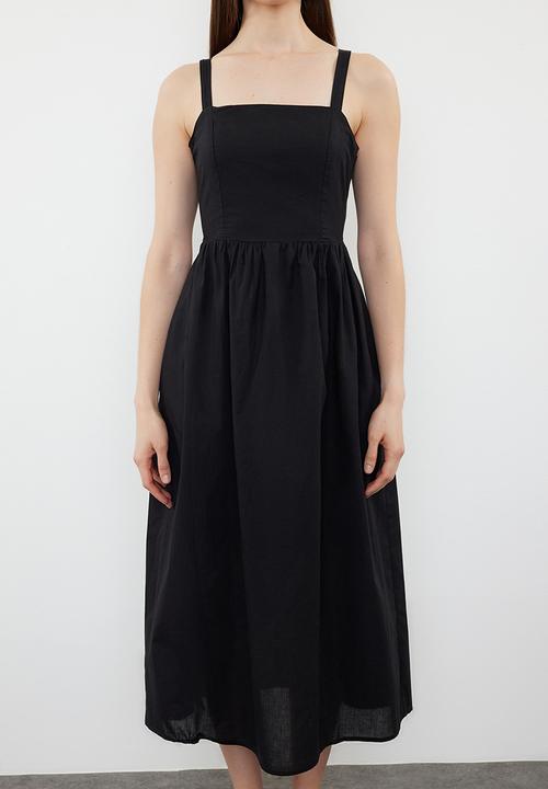 Trendyol - A-Line Cotton Voile Mini Dress - Black