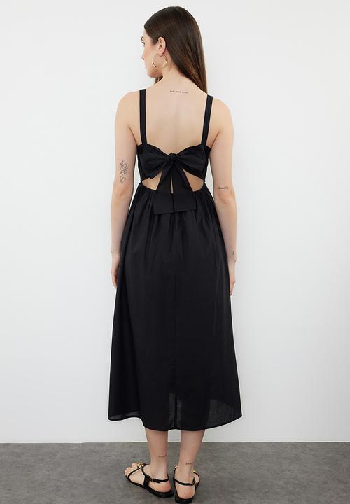 Trendyol - A-Line Cotton Voile Mini Dress - Black