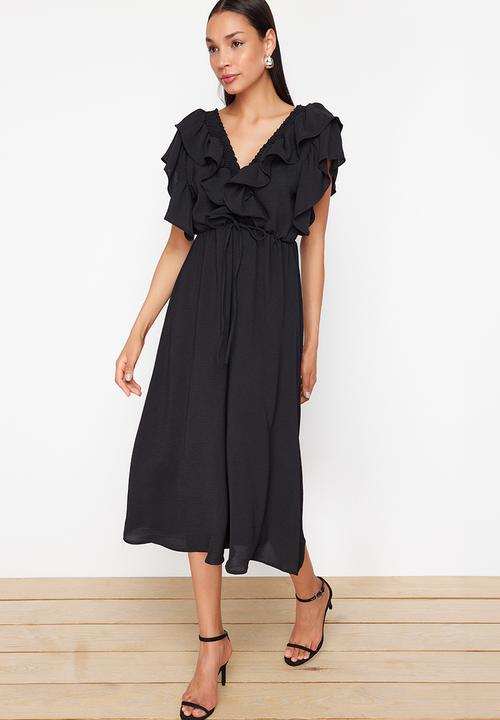 Trendyol - A-Line Viscose Dress - Black