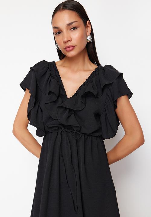 Trendyol - A-Line Viscose Dress - Black