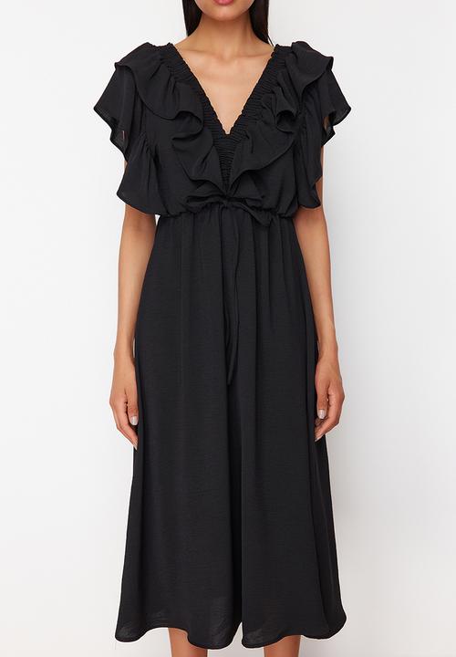 Trendyol - A-Line Viscose Dress - Black