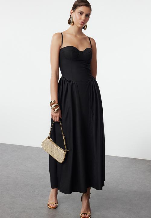 Trendyol - A-Line Poplin Dress - Black