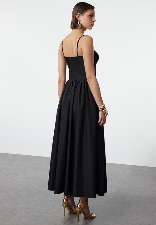 Trendyol - A-Line Poplin Dress - Black