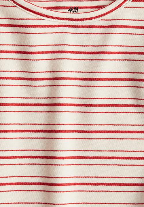 H&M - Printed top - cream & red striped