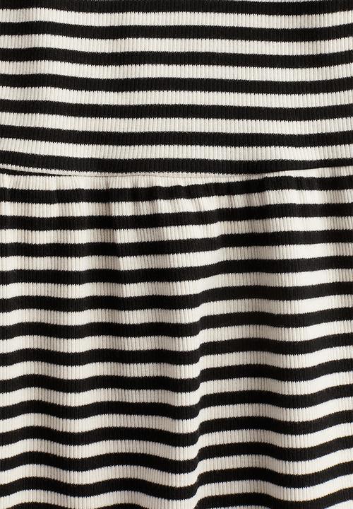 H&M - Ribbed jersey dress - black & white striped