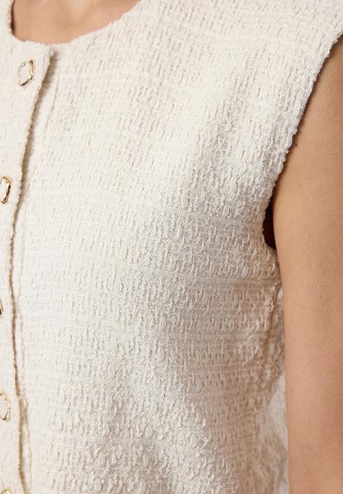 Trendyol - Button Detailed Woven Tweed Jacket Dress - Ecru