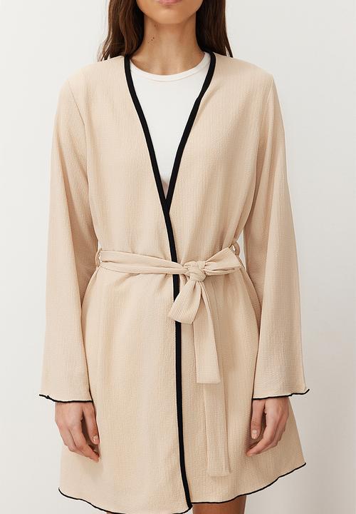 Trendyol - Belted Knitted Dressing Gown - Beige