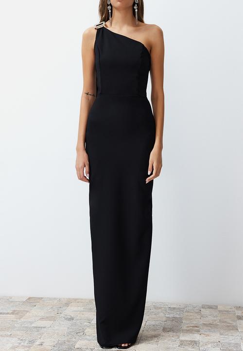 Trendyol - Woven Long Evening Dress with Accessories - Black