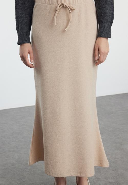 Trendyol - Lace Maxi Knitted Skirt - Beige