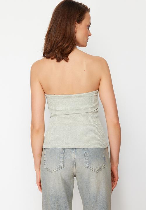 Trendyol - Lurex strapless stretch blouse - mint