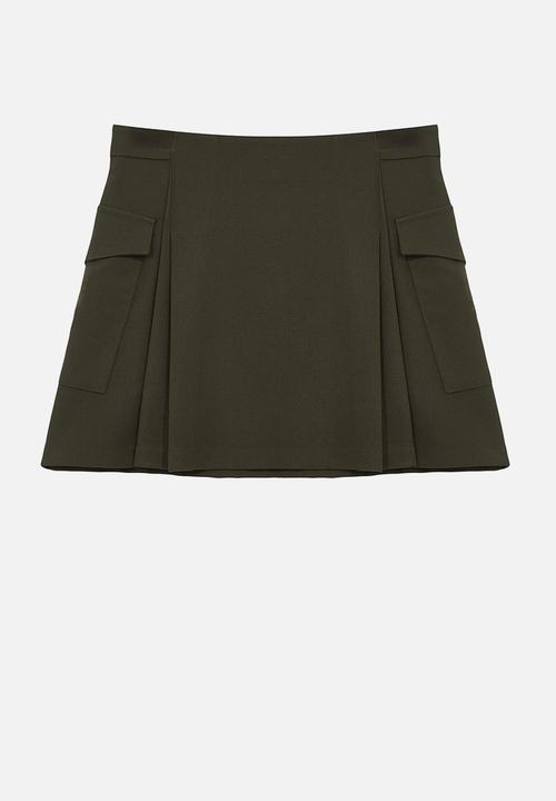 Trendyol - Mini Woven Skirt - Dark Khaki