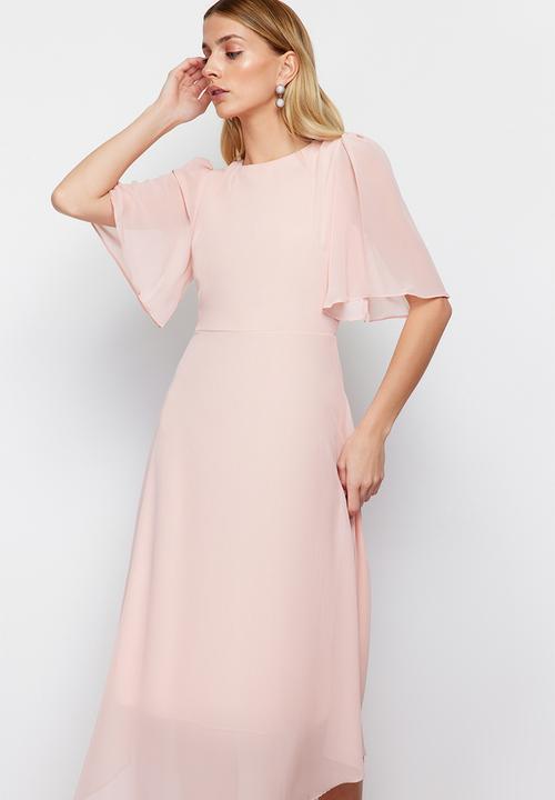 Trendyol - Asymmetrical Midi Dress - Powder