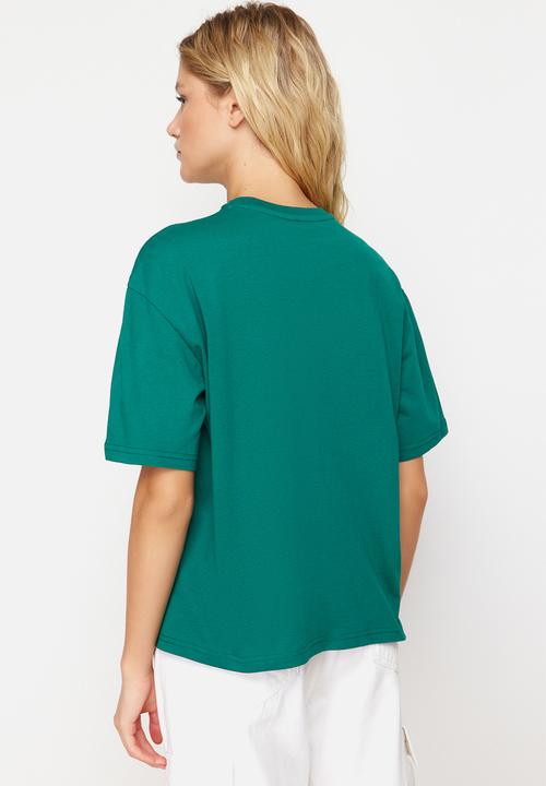Trendyol - Relaxed fit knitted t-shirt - emerald green