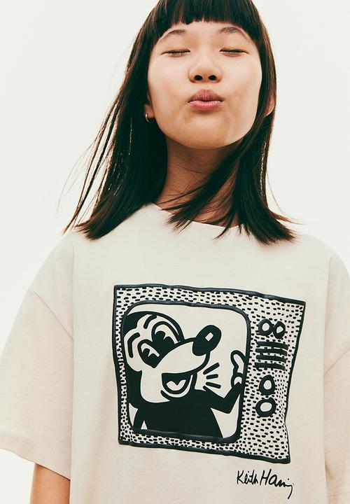 H&M - Keith Haring X H&M:  Oversized print-motif t-shirt - white,multi 
