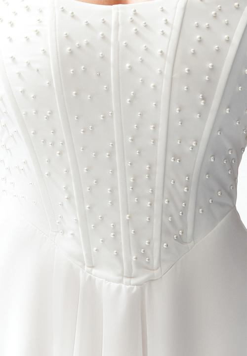 Trendyol - Bridal Pearled Short Dress - White