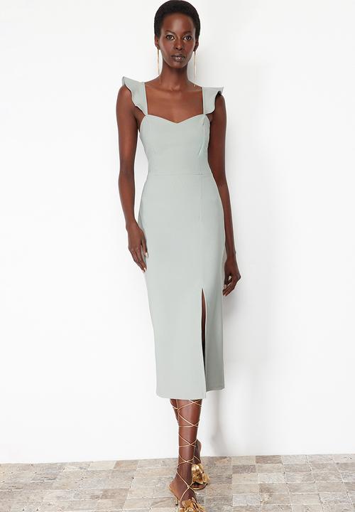 Trendyol - Fitted Flounce Dress - Mint