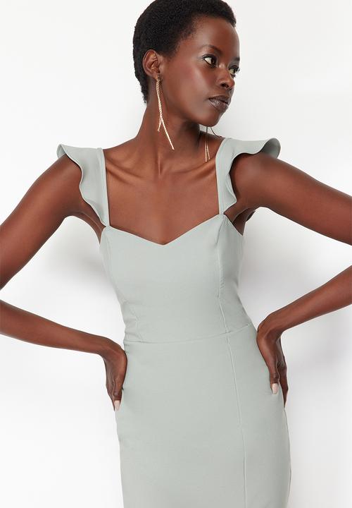 Trendyol - Fitted Flounce Dress - Mint