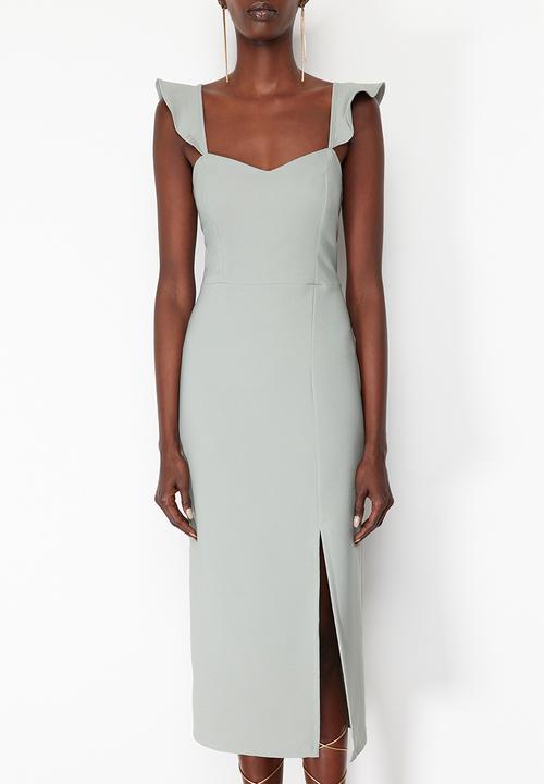 Trendyol - Fitted Flounce Dress - Mint