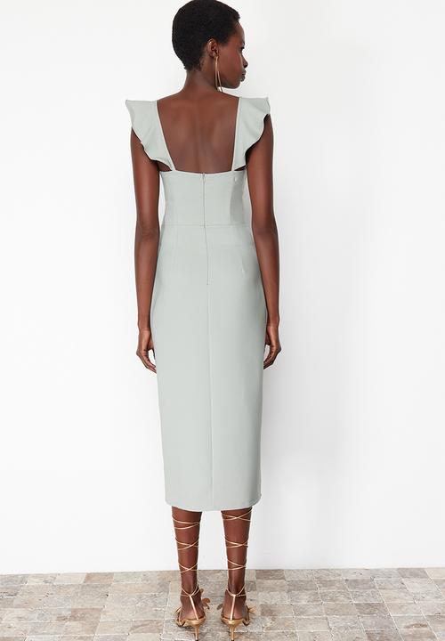 Trendyol - Fitted Flounce Dress - Mint