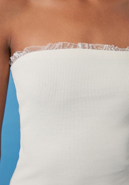 Trendyol - Strapless cotton crop blouse - stone