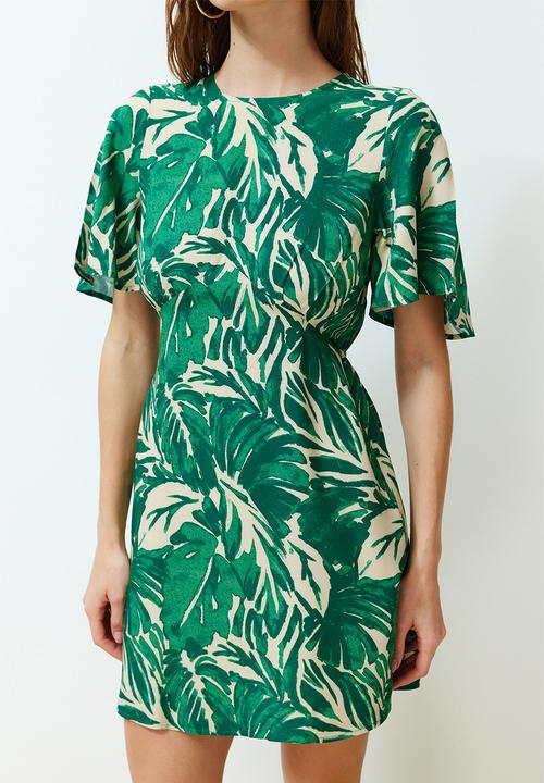 Trendyol - Tropical Floral Mini Dress - Green