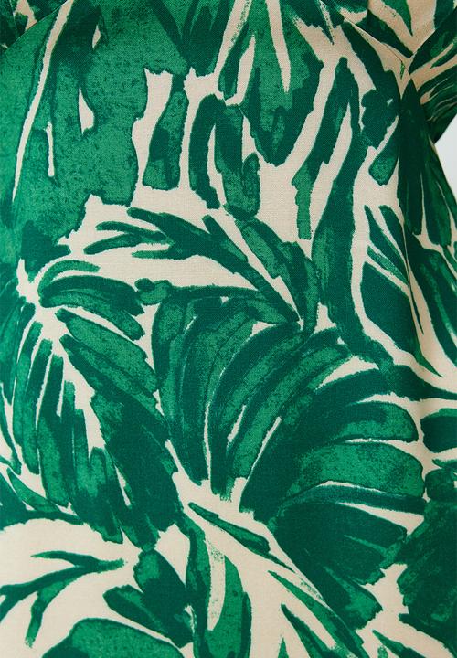Trendyol - Tropical Floral Mini Dress - Green
