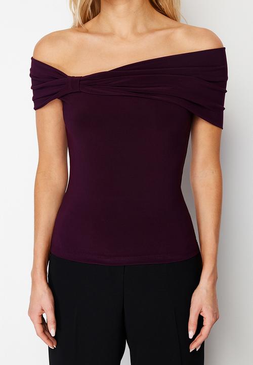 Trendyol - Carmen fitted flexible crop madonna top - plum
