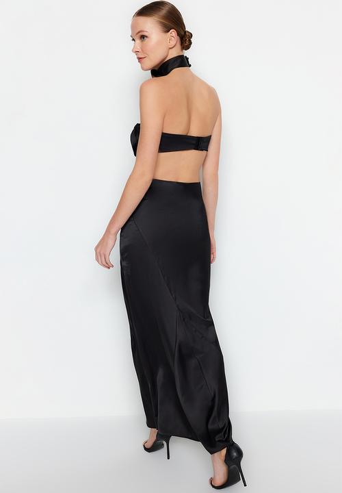 Trendyol - Woven Satin Long Skirt - Black