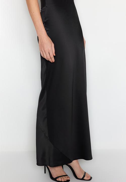 Trendyol - Woven Satin Long Skirt - Black