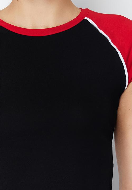 Trendyol - Colour block crew neck knit t-shirt - black