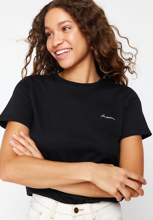 Trendyol - Embroidered fit t-shirt - black