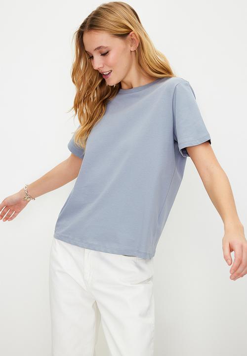 Trendyol - Basic knit t-shirt - grey melange