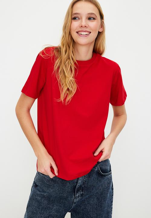 Trendyol - Crew Neck T-Shirt - Red