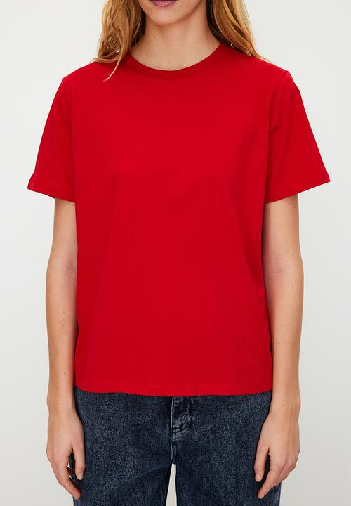 Trendyol - Crew Neck T-Shirt - Red