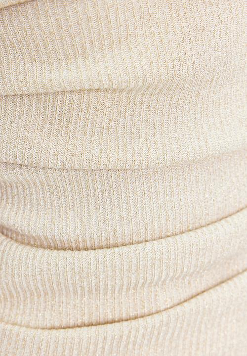 Trendyol - Lurex strapless stretch blouse - ecru